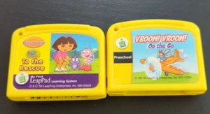 Lot Of 2 Leap Frog Games Dora To The Rescue & Vroom vroom On The Go - Picture 1 of 6