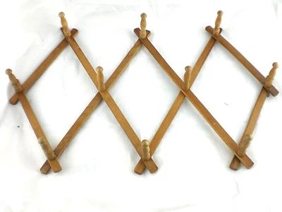 Taza acordeón colgante de madera vintage de 10 clavijas joyería sombrero cinturón perchero expandible Foto 1 de 4