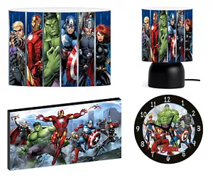 AVENGERS marvel superhero CEILING SHADE, TOUCH LAMP, WALL ART, CLOCK or BUNDLE - Picture 1 of 10