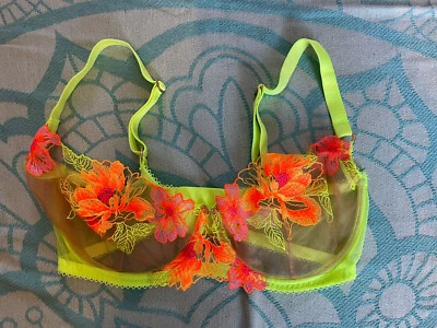 Honey Birdette Christine Yellow Bra Size 12E Rare Sold Out - Image 1 of 4