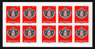 MONACO YEAR 2020 COMPLETE MNH BOOKLET PANE OF 10 - COAT OF ARMS - Image 1 of 2