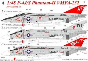 Calcomanías UpRise URS486 - F-4J/S Phantom-II VF-232, sin plantillas ni insignias 1/48 - Imagen 1 de 4