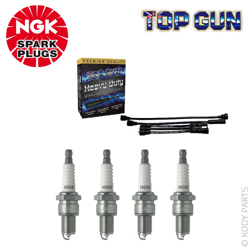 TOP GUN IGNITION LEADS & NGK SPARK PLUGS -for Nissan Datsun 120Y B210 1.2L (A12) - image 1 of 1