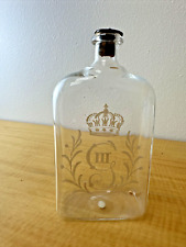 KING Gustav III Swedish Glass Flask Brännvinsflaskor ENGRAVED monogram 1671-cork