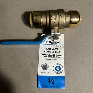 SharkBite 3/4 in. Brass Push-Fit Ball Valve 22185-0000LF Push to Connect Fitting - Picture 1 of 2