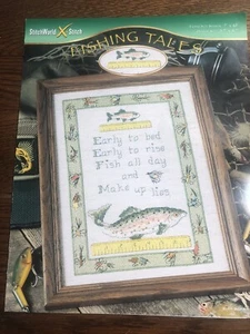 StitchWorld 1999 Cross Stitch Pattern Leaflet FISHING TALES - Picture 1 of 3