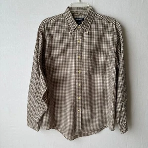 Cherokee Men’s Shirt Cotton Long-sleeve Brown Plaid- Size Medium - Picture 1 of 12