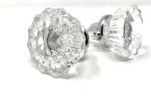 Rousso's Reproductions 1 Pair Glass Knobs and Spindle 0019-PC Polished Chrome - Picture 1 of 9