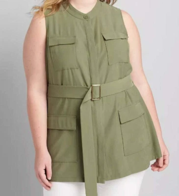 Chaleco de Carga Utilitario Lane Bryant Cinturón Oliva Talla Grande 22/24 Nuevo con Etiquetas*  Foto 1 de 3