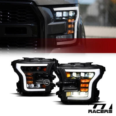 Faros proyectores tres de tubo secuencial LED completos negros para Ford F150 2015-2017 Foto 1 de 4
