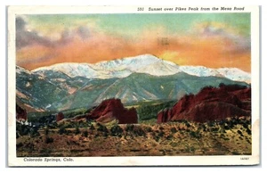 Postal Sunset over Pikes Peak de Mesa Road Colorado Springs CO - Imagen 1 de 2