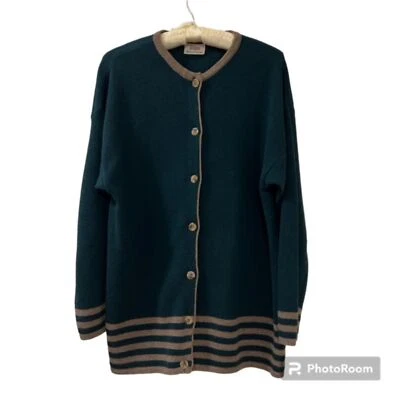 Cárdigan Suéter Sisley Verde Relajado Elegancia Mezcla Lana Botón Talla XL/2XL Foto 1 de 4
