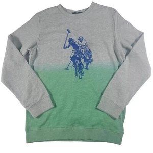 U.S. Polo Assn Boy's Size XL 14-16 Pullover Sweatshirt Big Pony Gray Green - Picture 1 of 8
