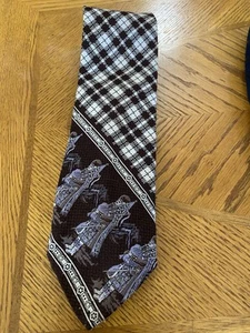 Vintage Terytal Brown Texturized Polyester Hand Made in Italy Bagpipes Necktie - Picture 1 of 4