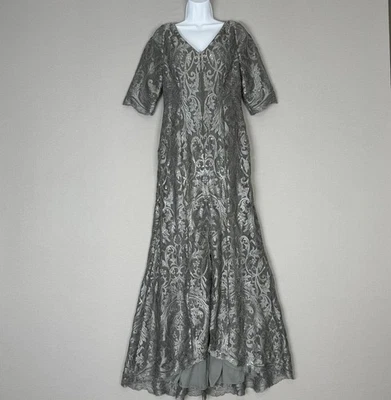 Платье русалки с вышивкой Jade Couture женское 4 серое с блестками кружевное официальное свадебное - Изображение 1 из 4