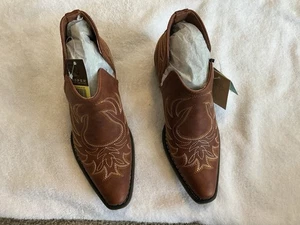 WOMENS SNIP TOE TAN FAUX LEATHER BOOTIE SIZE 6 - Picture 1 of 5