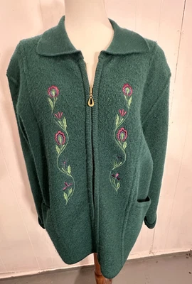 Chaqueta suéter vintage para mujer Woolrich 100 % lana hervida bordada cremallera talla SM Foto 1 de 4