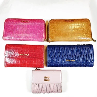 SIN TARIFA Miu Miu Cartera Larga Billetera Juego de 5 Cuero Rosa 1025160 Foto 1 de 4