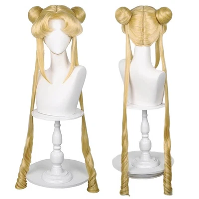 Peluca Larga Rubia Rizada Colas de Caballo Cosplay Rubia Clara Colas de Caballo Disfraz Cospla Foto 1 de 4