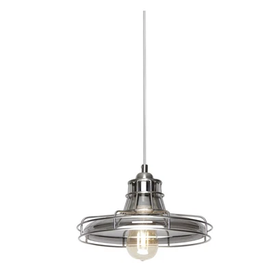 Sunset Lighting 1-Light Pendant 60W Bright Satin Nickel Ibis Smokey Glass F3617- - Image 1 of 2