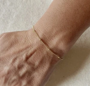 18K Gold Filled Satellite Bracelet Dainty 6” w 1.5” Extender Beaded Chain Brazil - Picture 1 of 3
