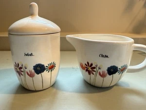 New Rae Dunn Artisan Collection Bloom Flower Watercolor Mother's Day Cream Sugar - Picture 1 of 4