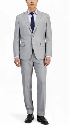 Perry Ellis Suit Men's Jacket 40S 33x30 Pants Light Gray Solid Modern Fit NWT - Image 1 of 4