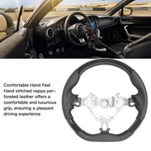 Carbon Fiber Hydro‑Dip Steering Wheel Perforated Leather Flat Bottom For - Picture 1 of 12