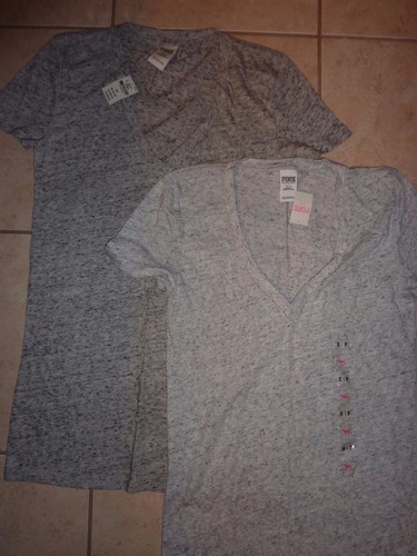T-shirt Victoria's Secret PINK Col V Super Soft – Multicolore – Neuf Avec étiquettes