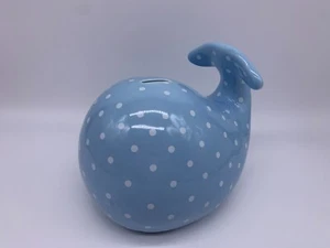 Pottery Barn Kids Whale Coin Bank-Blue with White Polka Dots Jan 2010 Retired - Picture 1 of 6