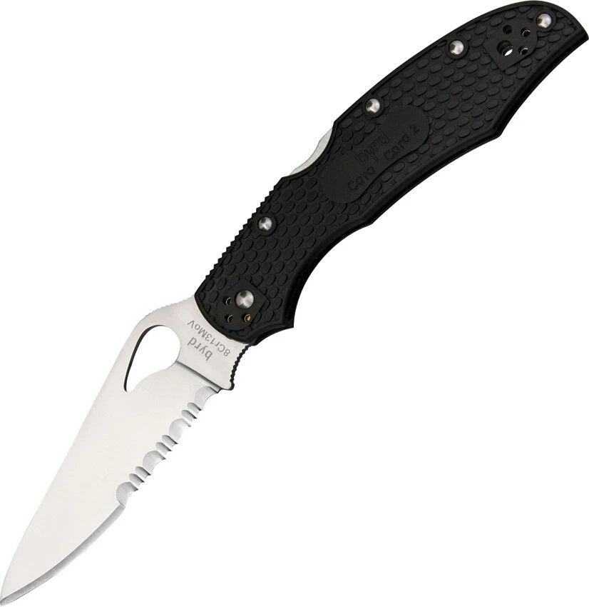 Byrd BY03PSBK2 Cara Cara2 Folder 3.8 in Combo Blade Black FRN Handle