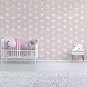 Superfresco Easy Pink & white Stars Smooth Wallpaper - Random Batch Numbers - Picture 1 of 3