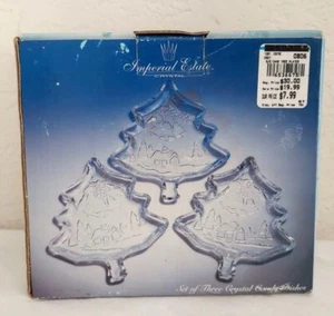 Vintage Imperial Estate Christmas Tree Candy Dishes Set of 3 7.25"L x 6.50"W - Picture 1 of 8