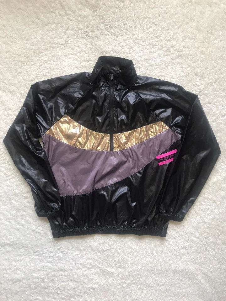 MaterialGirl Women's Active Half Zip Windbreaker Jacket Black/Rose Gold Sz M - Image 1 of 4