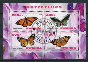Rwanda 2013 CTO Butterflies 4v M/S III Insects Butterfly Stamps - Picture 1 of 1
