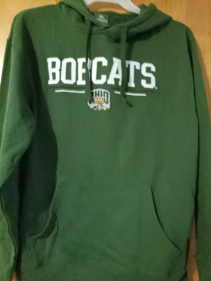 OHIO BOBCATS HOODED SWEATSHIRT-NWT- SIZE LARGE-GREEN-STITCHED LOGO.. - Image 1 of 1