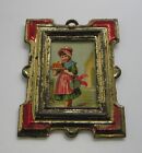 Antique German doll house miniature tin children picture Girl