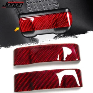Red Carbon Seat Belt Buckle Adjust Trim For Tesla Model 3 2017-2023 Model Y 21+ - Picture 1 of 9
