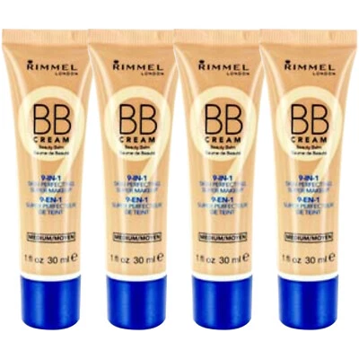 Paquete de (4) Nuevo Rimmel London BB Cream Super Maquillaje Mediano 1.0 OZ Foto 1 de 2