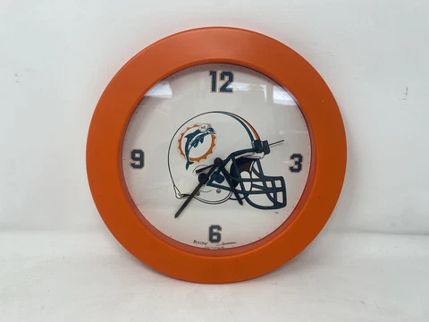 Miami Dolphins Clock Wall 1991 Vintage Round NFL Orange Dan Marino Bulova AFC Cover