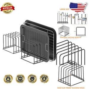 Space-Saving 5-Slot Cookware Holder - Stylish Black Bakeware Rack for Kitchens - Picture 1 of 9