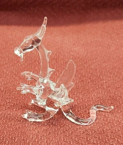 Dragon Art Blown Clear Crystal Glass Figurine - Picture 1 of 5