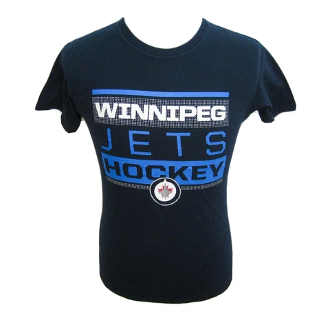 WINNIPEG JETS Men's (Size Small) Dark Blue Short Sleeve NHL Hockey T-Shirt Top Cover