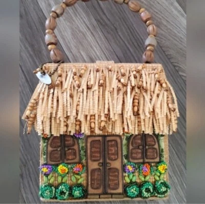 RARO Mary Frances Grass Hut Bolso de Mano con Cuentas Artículo de Coleccionista Foto 1 de 4