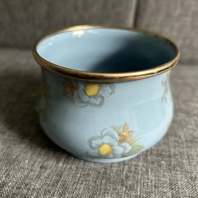MacKenzie-Childs Flor Azul Apilable Mercado Hierba Maceta Taza Azúcar Cuenco 3.25” COMO NUEVO Foto 1 de 4