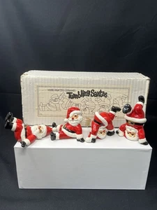 Fitz and Floyd 1976 vintage pintado a mano Tumbling Santa retro con caja juego de 4 - Imagen 1 de 13