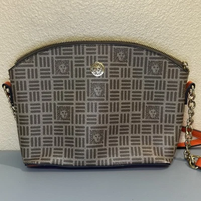 Bolso Bandolera Anne Klein Naranja Tostado Cartera Bolsillo con Cremallera Diseño León Cuero LEER Foto 1 de 4