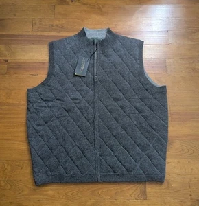 New Cashmere Mens Full Zip Vest Size XXL Minimalist Soft Gray Eildon Hills - Picture 1 of 7