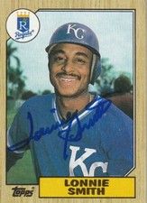 LONNIE SMITH  KANSAS CITY ROYALS  SIGNED 1987 TOPPS CARD #69