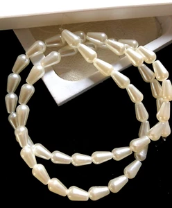 WHITE TEARDROP BEADS-FAUX PEARL 10 MM BEADING FOR CRAFTS AND JEWELLERY MAKING - Picture 1 of 3